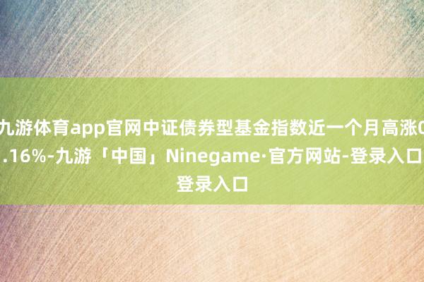 九游体育app官网中证债券型基金指数近一个月高涨0.16%-九游「中国」Ninegame·官方网站-登录入口